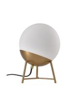 Kari - Table Lamp, White Glass, Brass Colored Socket And Legs, Ball Sh...