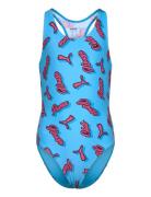 Puma Swim Girls Printed Swimsuit 1P Uimapuku Uima-asut Blue Puma Swim