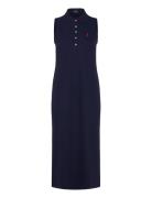 Stretch-Cotton Sleeveless Polo Dress Polvipituinen Mekko Navy Polo Ral...