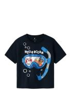 Nmmmorish Paw Nreg Ss Top Cplg Tops T-shirts Short-sleeved Navy Name I...