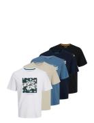 Jjhawaii Shape Tee Ss Crew Neck 5Pk Mp Tops T-shirts Short-sleeved Mul...