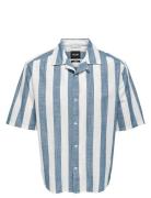 Onstes Rlx Ctn Slub Stripe Ss Shirt Noos Tops Shirts Short-sleeved Blu...