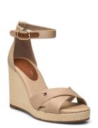 Flag High Wedge Espad Crisscross Korolliset Sandaalit Espadrillot Beig...
