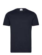 Organic Slub Yarn O-Neck Tee S/S Tops T-shirts Short-sleeved Navy Lind...