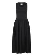 Jersey Woven Midi Dress Polvipituinen Mekko Black GANT