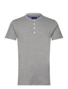 Ribbed Granddad Tee S/S Tops T-shirts Short-sleeved Grey Lindbergh