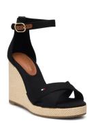 Flag High Wedge Espad Crisscross Korolliset Sandaalit Espadrillot Blac...