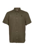 Linen Short Sleeve Shirt Tops Shirts Short-sleeved Brown Timberland