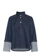 Abinamw 139 Boxy Ls Blouse Tops Blouses Long-sleeved Blue My Essential...