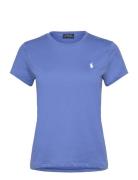 Cotton Jersey Crewneck Tee Tops T-shirts & Tops Short-sleeved Blue Pol...