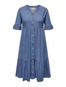Carareena Ss Dnm Dress Qyt Polvipituinen Mekko Blue ONLY Carmakoma