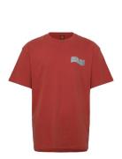 Tiki Hand Strip T-Shirt Tops T-shirts Short-sleeved Red Santa Cruz