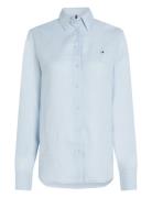 Ess Linen Relaxed Shirt Tops Shirts Long-sleeved Blue Tommy Hilfiger