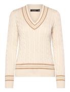 Cable-Knit Cotton Cricket Sweater Tops Knitwear Jumpers Cream Lauren R...