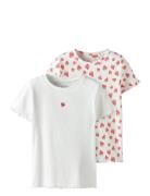 Nmfvemma 2P Aop Ss Slim Top Tops T-shirts Short-sleeved White Name It