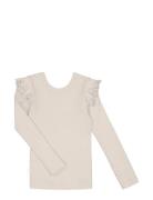 Classic Rib Florette Shirt Tops T-shirts Long-sleeved T-shirts Cream G...