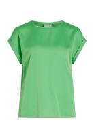 Viellette S/S Satin Top - Noos Tops T-shirts & Tops Short-sleeved Gree...