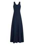 Textured Linen Tank Maxi Dress Maksimekko Juhlamekko Navy Tommy Hilfig...