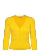 Stacie Rib Knit Cardigan Tops Knitwear Cardigans Yellow Andiata