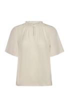 Brianasz Flared Blouse Tops Blouses Short-sleeved Cream Saint Tropez