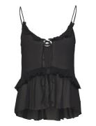 Frilled Strap Top Tops Blouses Sleeveless Black Weekday