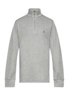 Cotton Interlock Quarter-Zip Pullover Tops Knitwear Pullovers Grey Ral...