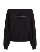 Chenille Monologo Crewneck Tops Sweat-shirts & Hoodies Sweat-shirts Bl...