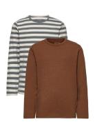 Basic 34 -T-Shirt Ls Tops T-shirts Long-sleeved T-shirts Brown Minymo