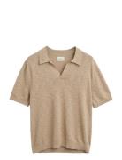 Linen Blend Ss Polo Tops Polos Short-sleeved Beige GANT