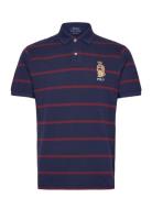 Custom Slim Fit Bear Mesh Polo Shirt Tops Polos Short-sleeved Navy Pol...
