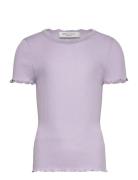 Rkbalta Ss Regular Lace T-Shirt Tops T-shirts Short-sleeved Purple Ros...