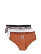 Jackie Lace - 3 Shorties Alushousut Brief Tangat Brown Etam