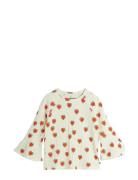 Outlined Hearts Aop Trumpet Sleeve Top Tops T-shirts Long-sleeved T-sh...
