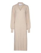 Slfselene Ls Knit Dress B Polvipituinen Mekko Cream Selected Femme