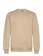 Tjm Reg Badge Crew Ext Tops Knitwear Round Necks White Tommy Jeans