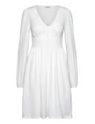 Structure Button Short Dress Polvipituinen Mekko White Bubbleroom
