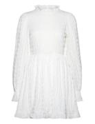 Frill Structured Dress Lyhyt Mekko White Bubbleroom