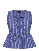 Peplum Tie Top Tops Blouses Sleeveless Blue Gina Tricot