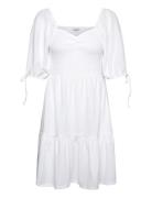 Smock Short Dress Lyhyt Mekko White Bubbleroom