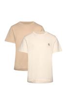 2-Pack Monogram Top Tops T-shirts Short-sleeved Cream Calvin Klein
