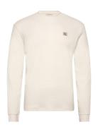 Ls Waffle Badge Crewnk Tee Tops Sweat-shirts & Hoodies Sweat-shirts Wh...