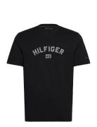 Hilfiger Flock Tee Tops T-shirts Short-sleeved Black Tommy Hilfiger
