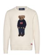 Polo Bear Linen-Cotton Sweater Tops Knitwear Round Necks White Polo Ra...