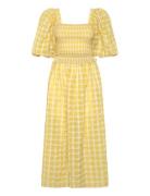 Delicate Checked Maxi Dress Polvipituinen Mekko Yellow Stella Nova