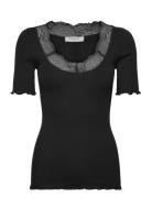 Rwbeatha 2/4 Lace T-Shirt Tops T-shirts & Tops Short-sleeved Black Ros...