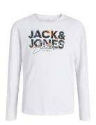 Jjgeplas Tee Ls Crew Neck Mni Tops T-shirts Long-sleeved T-shirts Whit...