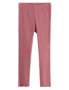 Leggings Rib Solid Frill Botto Bottoms Leggings Pink Lindex