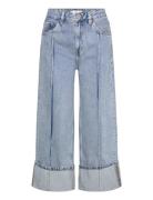 Wide Leg Cropped Jeans With Rolled-Up Hem Bottoms Jeans Wide Blue Mang...