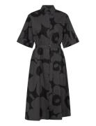 Popliini Unikko Polvipituinen Mekko Black Marimekko