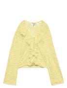 Awkienna Ls V-Neck Lace Top Tops Blouses Long-sleeved Yellow Vero Moda